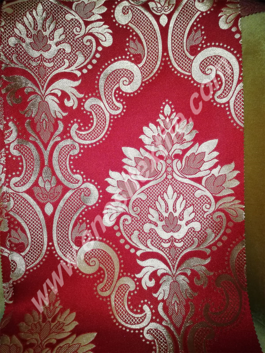 KL-082 Claret Red-Silver Brocade Fabrics